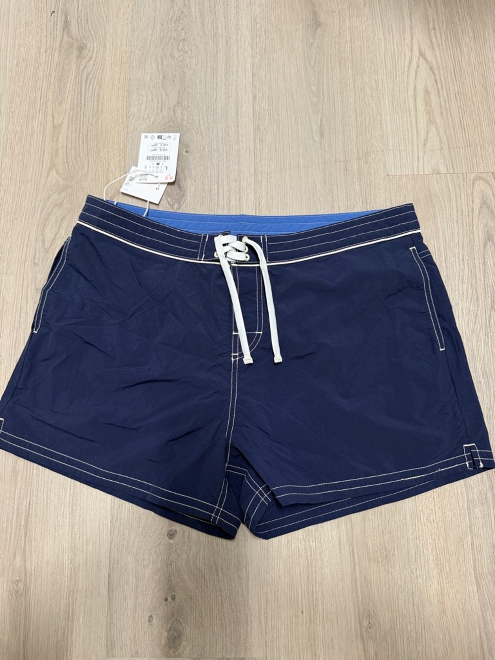 Zara Navy Blue Swim Trunks with White Drawstring